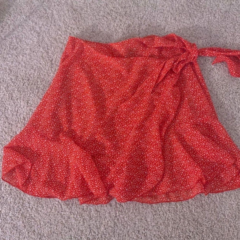 Red wrap skirt